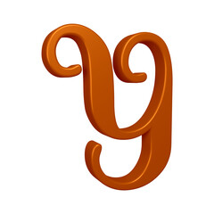 Poster - 3D brown alphabet letter y for education and text concept