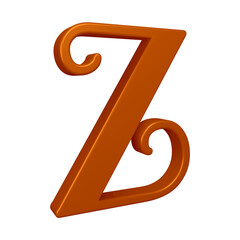 Poster - 3D brown alphabet letter z for education and text concept