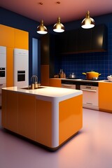modern kitchen interior with kitchen and beautiful and airy window generated by AI 
