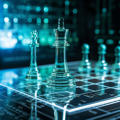 Close-up of a game of chess technology design display Business Management Performance and Financial Flows, strategy board game, problem solving