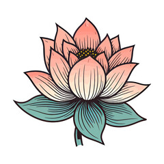 Sticker - Lotus flower icon. Lotus flower isolated. Cute lotus symbol. Lotus plant.