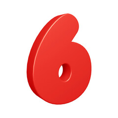 Poster - 3d red number 6 design for math, business and education concept 