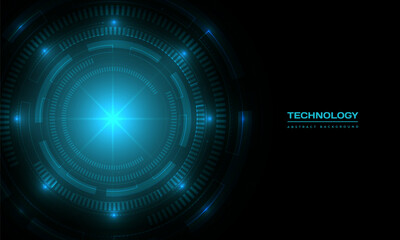 Poster - Abstract background with blue high technology circle interface. Vector illustration