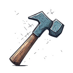 Poster - Hammer icon isolated. Image of abstract hammer in flat design.