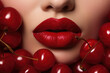 Rote Lippen mit Kirschen