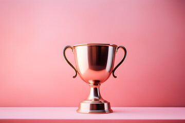 Trophy cup isolated on pink background created with Generative AI technology