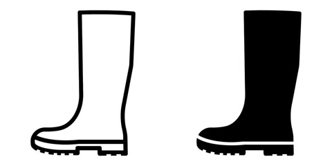 Aufkleber - ofvs418 OutlineFilledVectorSign ofvs - rubber boots vector icon . boot sign . isolated transparent . black outline and filled version . AI 10 / EPS 10 / PNG . g11758