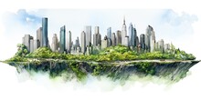 New York City Panorama. Sketch Drawing. Wall Art. Poster Design. Generative Ai