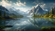 © stocker - Fantasy mountain lake landscape beautiful sky