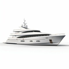 Wall Mural - Luxury Yacht Isolated on White Background. Generative ai