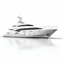 Wall Mural - Luxury Yacht Isolated on White Background. Generative ai