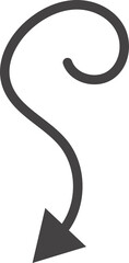 Poster - Curved hand drawn arrow. Doodle outline black stroke. Simple cartoon swirl scribble