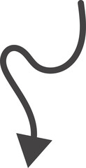 Poster - Curved hand drawn arrow. Doodle outline black stroke. Simple cartoon swirl scribble