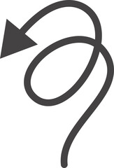 Poster - Curved hand drawn arrow. Doodle outline black stroke. Simple cartoon swirl scribble