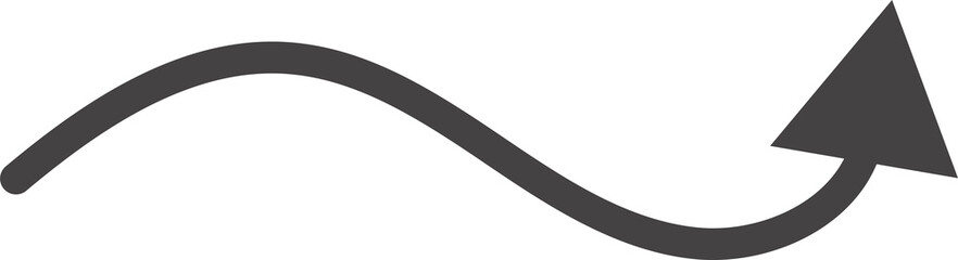 Poster - Curved hand drawn arrow. Doodle outline black stroke. Simple cartoon swirl scribble