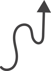 Poster - Curved hand drawn arrow. Doodle outline black stroke. Simple cartoon swirl scribble