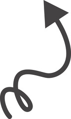 Poster - Curved hand drawn arrow. Doodle outline black stroke. Simple cartoon swirl scribble