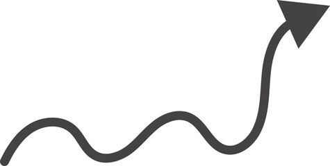 Poster - Curved hand drawn arrow. Doodle outline black stroke. Simple cartoon swirl scribble