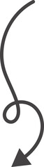 Poster - Curved hand drawn arrow. Doodle outline black stroke. Simple cartoon swirl scribble