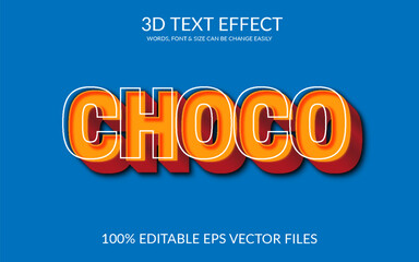 Wall Mural - Choco 3d Fully Editable Vector Eps Text Effect Template Design.