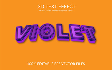 Wall Mural - Violet 3d Fully Editable Vector Eps Text Effect Template Design.