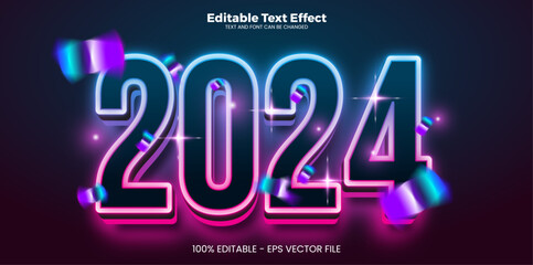 Wall Mural - 2024 editable text effect in modern trend style