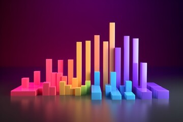 Poster - 3D render colorful bar graph