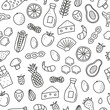 Seamless pattern with doodle food allergens.