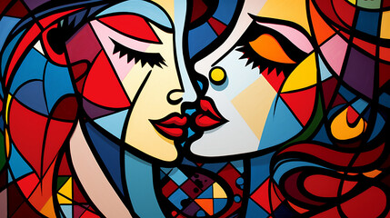 Wall Mural - amor LGBT colorida em arte colorida 