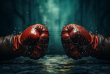 Fototapeta  - Action-packed boxing gloves versus, intense poster Generative AI