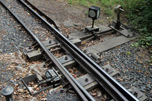 Manual Railroad Switch On A Narrow-gauge Railway