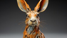  A Ceramic Sculpture Of A Rabbit With A Long Ear And Large Ears.  Generative Ai