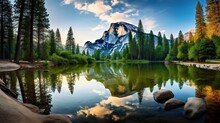  A Mountain Is Reflected In The Still Water Of A Lake.  Generative Ai