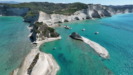 Wall Mural - Aerial summer view of Famous cape drastis in corfu island,Greece