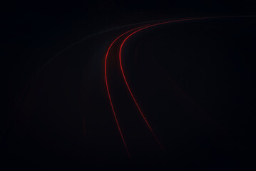  Light lines left by the car, the light of the car lights on the night highway