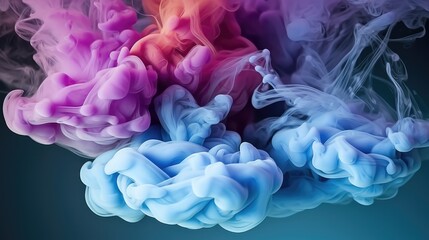 Aufkleber - Abstract motion Acrylic color drop in water, Acrylic color swirling in water.