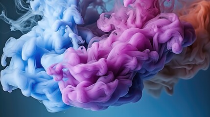 Aufkleber - Colorful rainbow paint drops from above mixing in water, Ink swirling underwater, Abstract background.