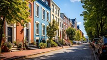 Embrace The Allure Of A Cobblestone Street, Lined With Architecturally Charming Houses.