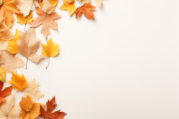 Autumn simple background with a fallen colorful leaves. AI generated