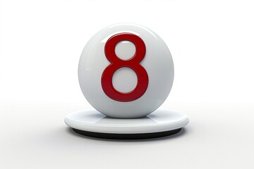 Poster - white ball with number eight isolated on white background.