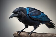 Close Up Portrait Of A Black Raven, Corvus Corax. Ai Generative