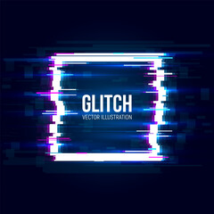 Glitched frame. Abstract noise shape, error signal, television technical problem. Vector illustration.