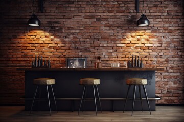 Wall Mural - Contemporary black brick pub or bar interior