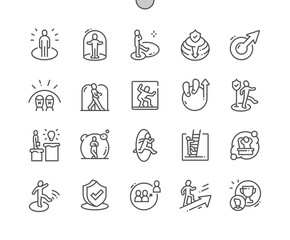 Poster - Comfort zone. Person bubble. Leaving comfort zone, step out. Personal growth. Pixel Perfect Vector Thin Line Icons. Simple Minimal Pictogram
