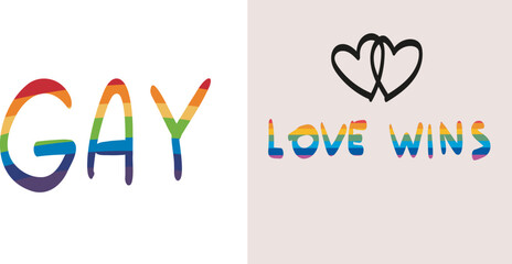 Wall Mural - Love wins. Vector illustration of the Pride parade. LGBT community rainbow