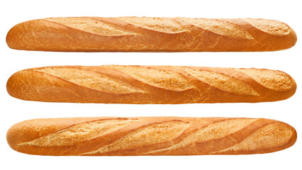 baguette isolated on white background, full depth of field