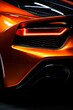 Vibrant Orange Sports Car Detailing: Closeup Clean in Dark Background - Auto Detailing Series: Generative AI