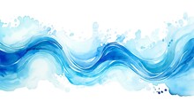 Soothing Watercolor River: Hand-drawn Illustration With Blue Splash Of Water Providing A Calming Background: Generative AI