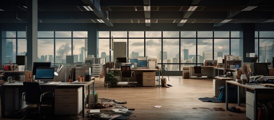 Poster - The office is empty, indicating that it must be the weekend.