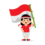 Fototapeta Pokój dzieciecy - Girl Kids celebrate Indonesia Independence Day